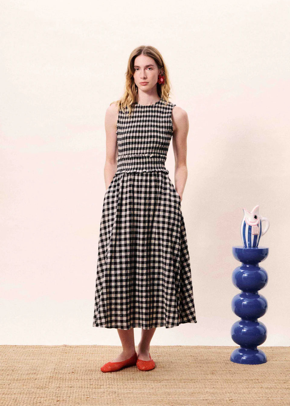 FRNCH Squarema Gingham Dress | Noir