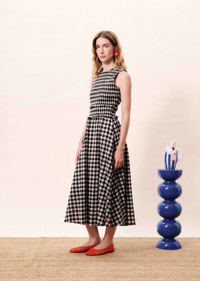 FRNCH Squarema Gingham Dress | Noir