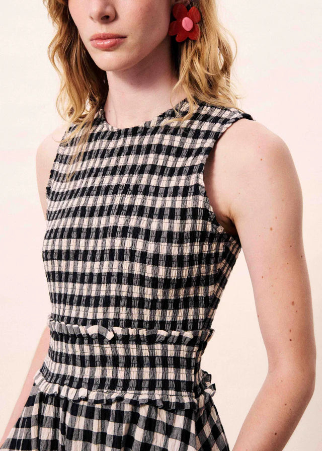 FRNCH Squarema Gingham Dress | Noir