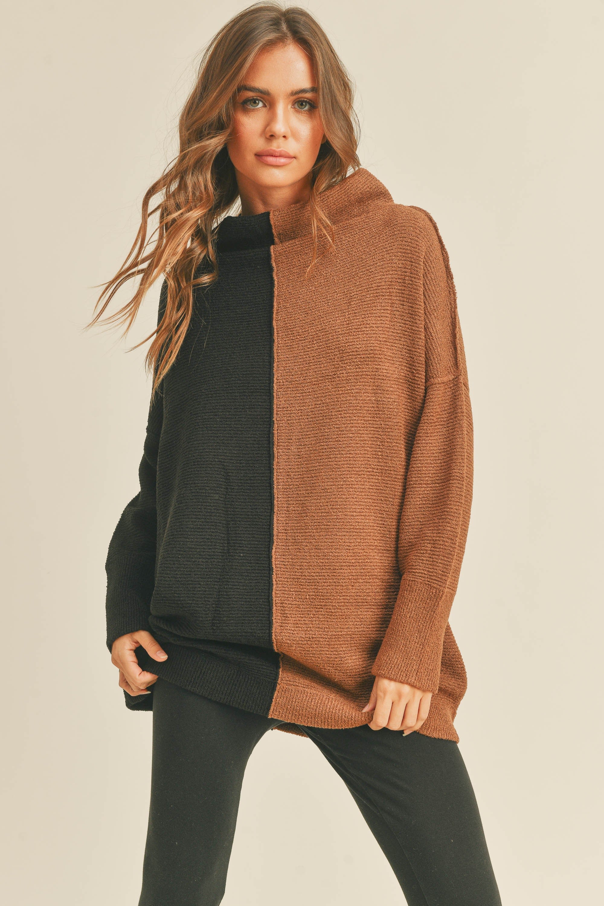 Two Toned Sweater | Black and Brown