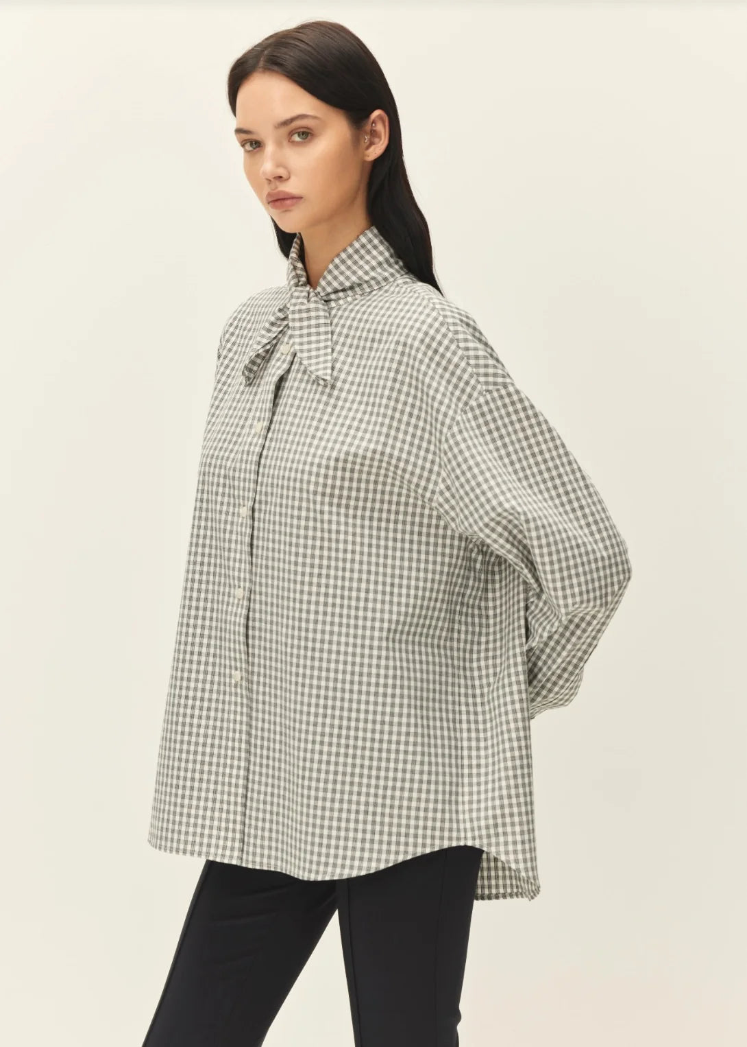 Elodie The Label Clair Tie Neck Shirt | Black