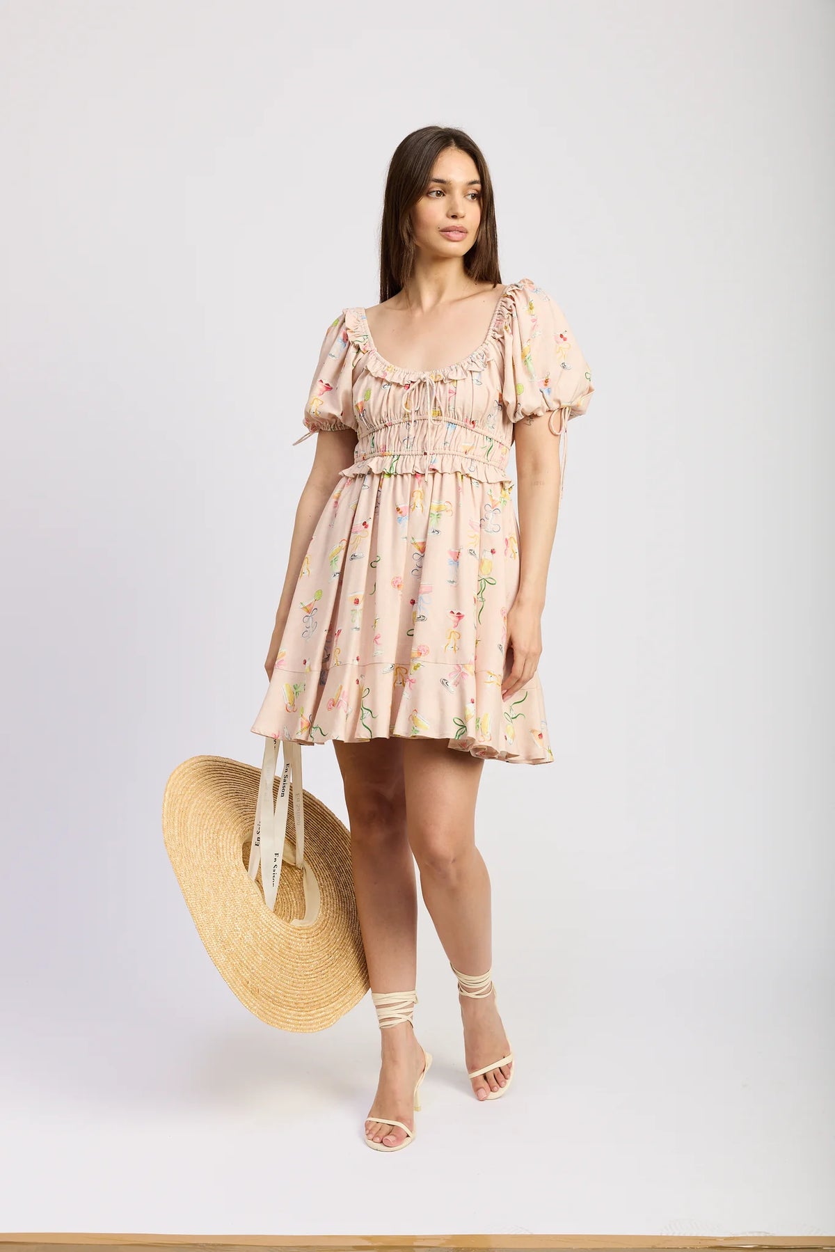 En Saison Pink Puff Sleeve Mini Dress | Cocktails