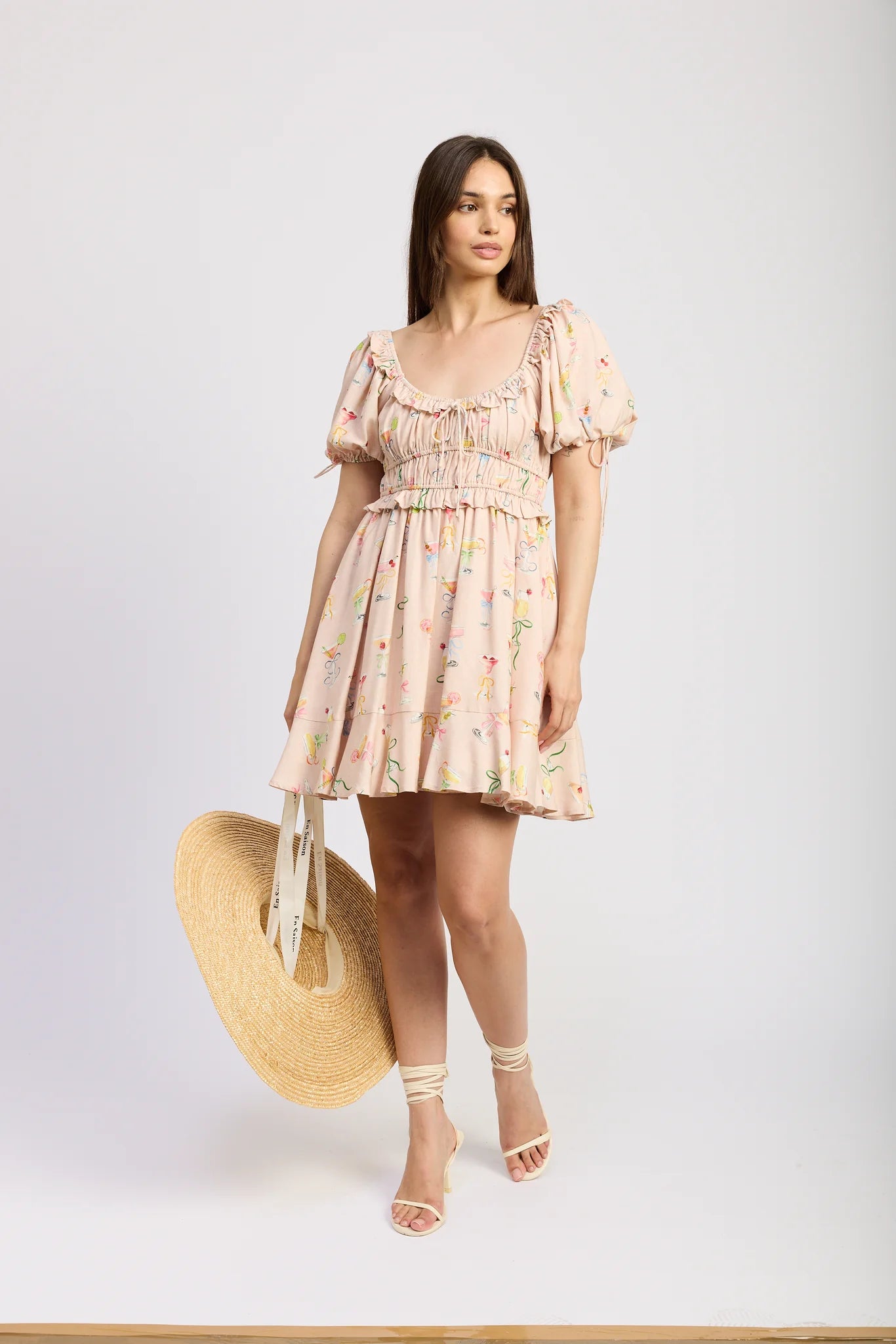 En Saison Pink Puff Sleeve Mini Dress | Cocktails