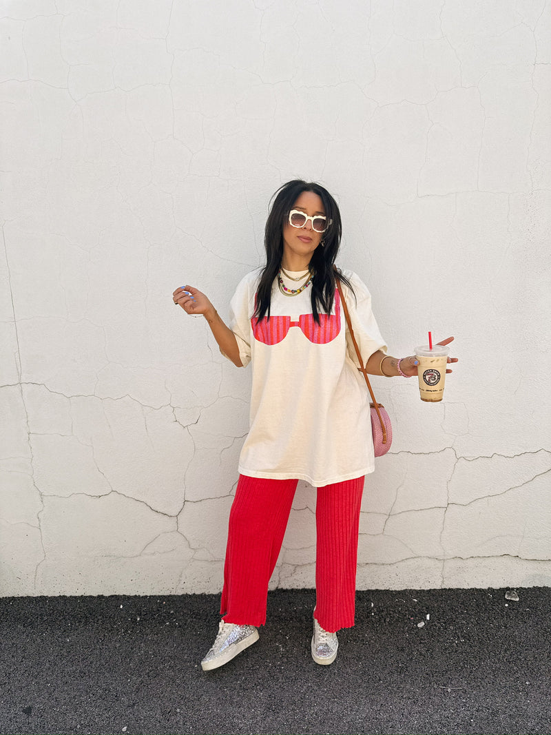 Bikini Graphic Tee| Ivory + Pink