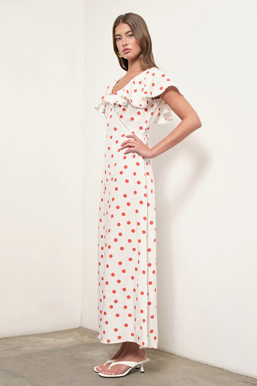 Maude Club Valerie Dress | White + Red Dots
