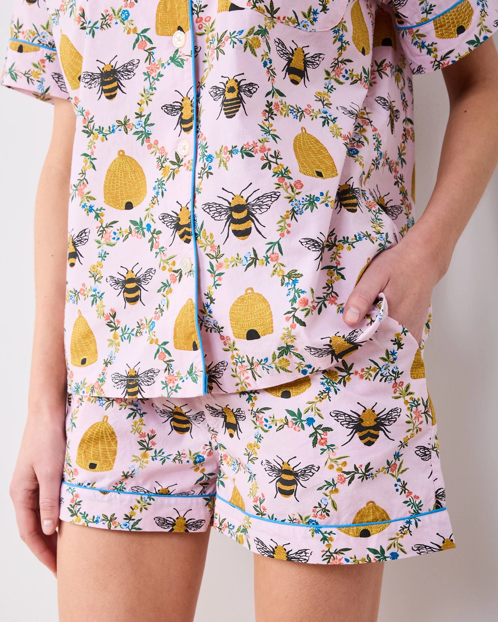 Printfresh Sweet Bee Short PJ Set | Pink Petal