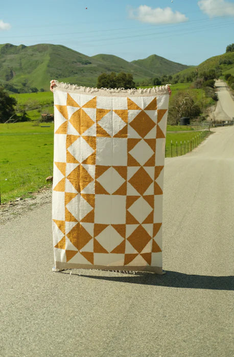 Gold + Cream Patchwork Heavyweight Throw Blanket