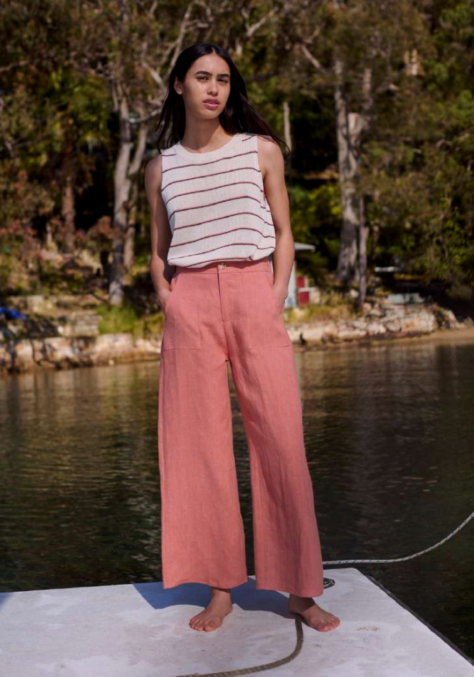 Coral Linen Pants