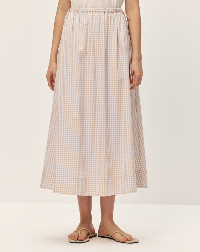 Elodie Vionett Skirt | Taupe Gingham