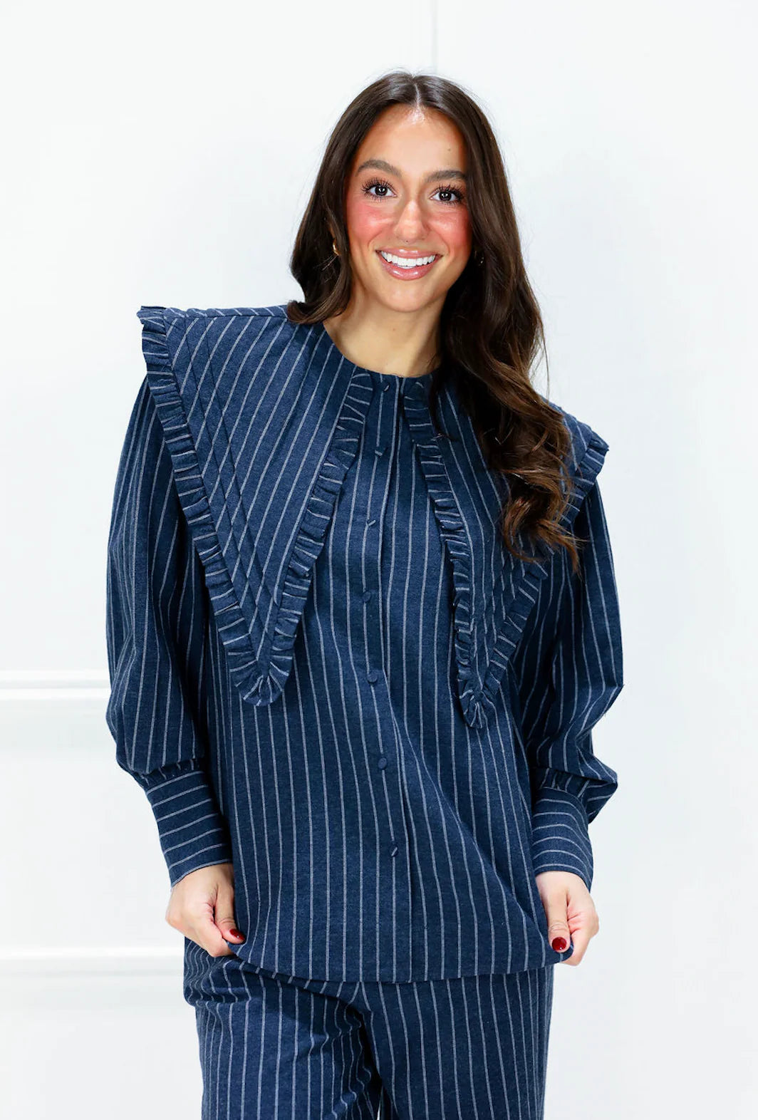 Auruem | Sailor Collar Ruffle Blouse