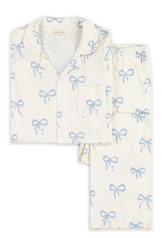 Sleepy Doe Women's Organic Cotton Pajamas | Blue Bows