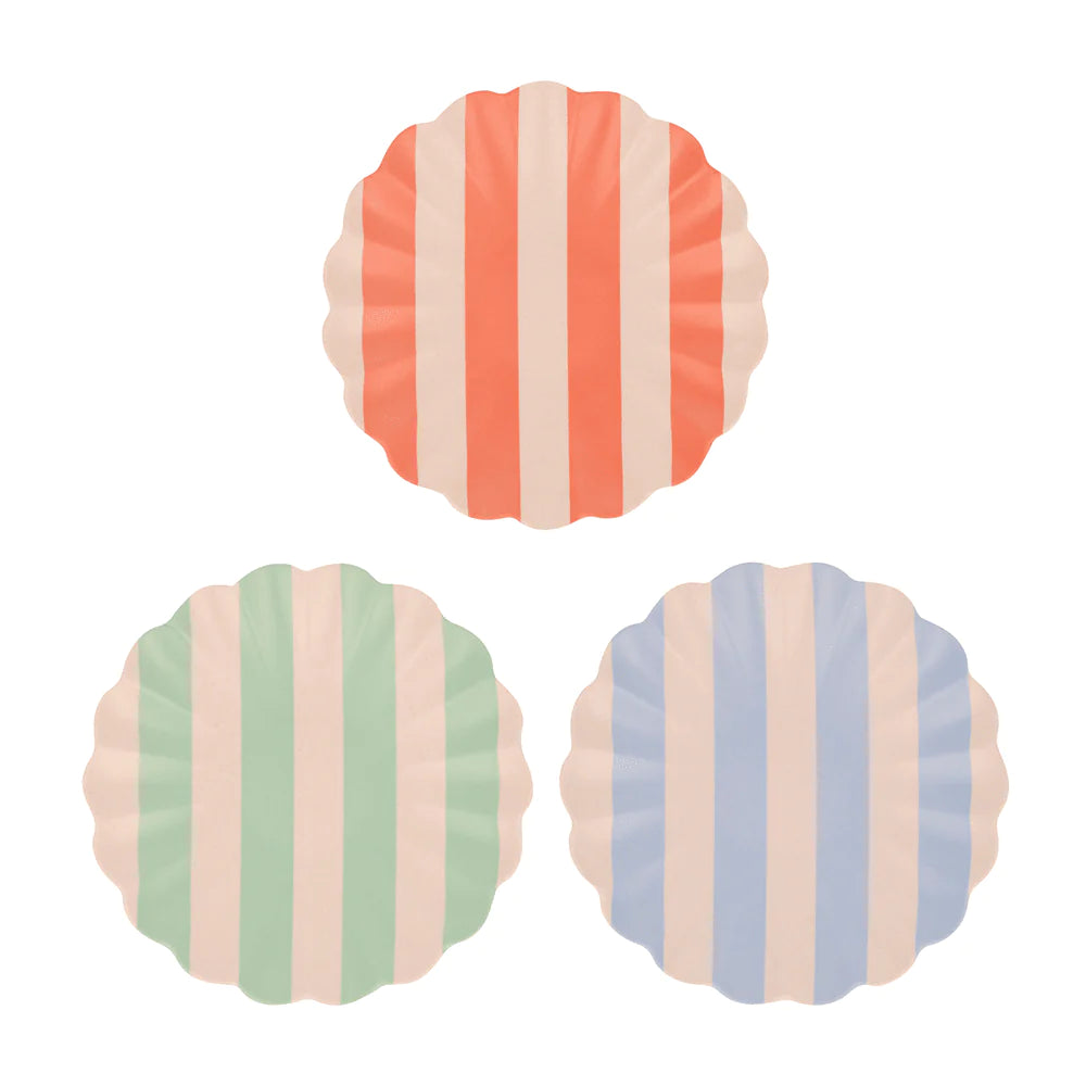 Bamboo Fiber Reusable Plates | Striped | Small