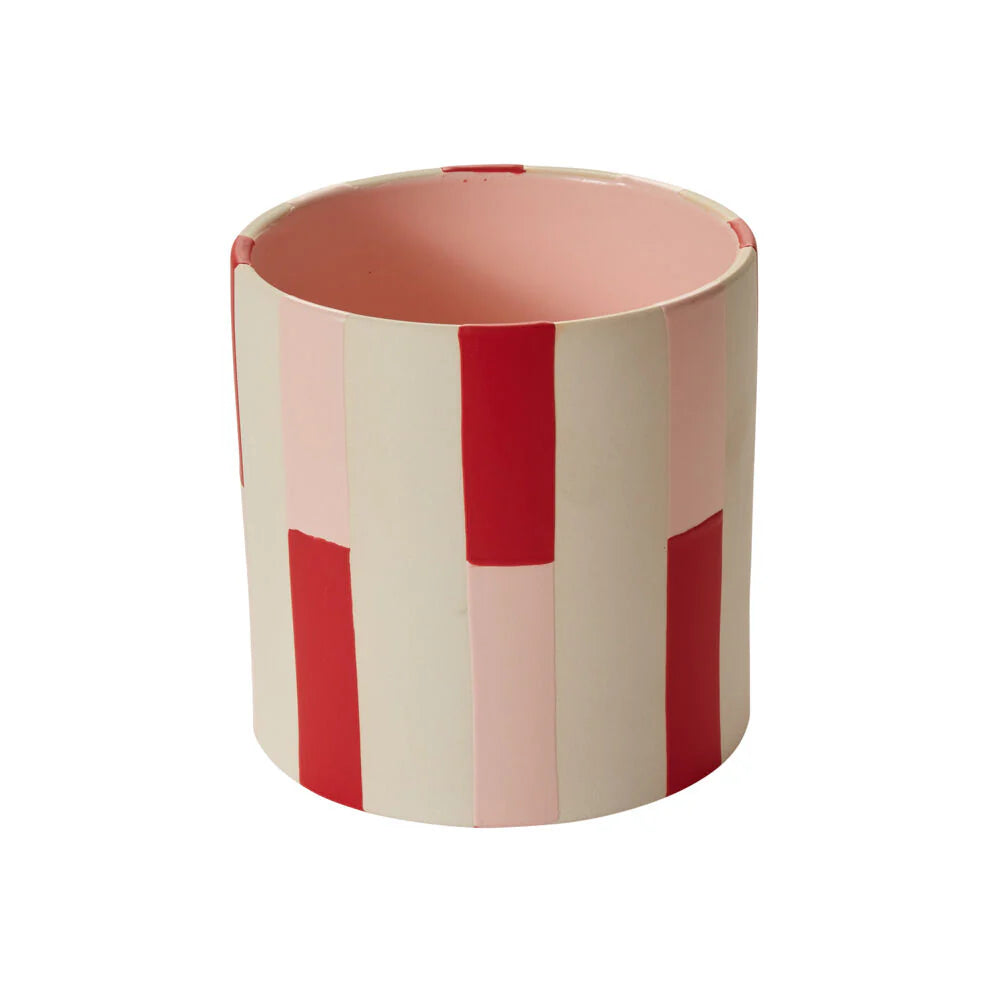 Holiday Pot | Pink + Red Stripe