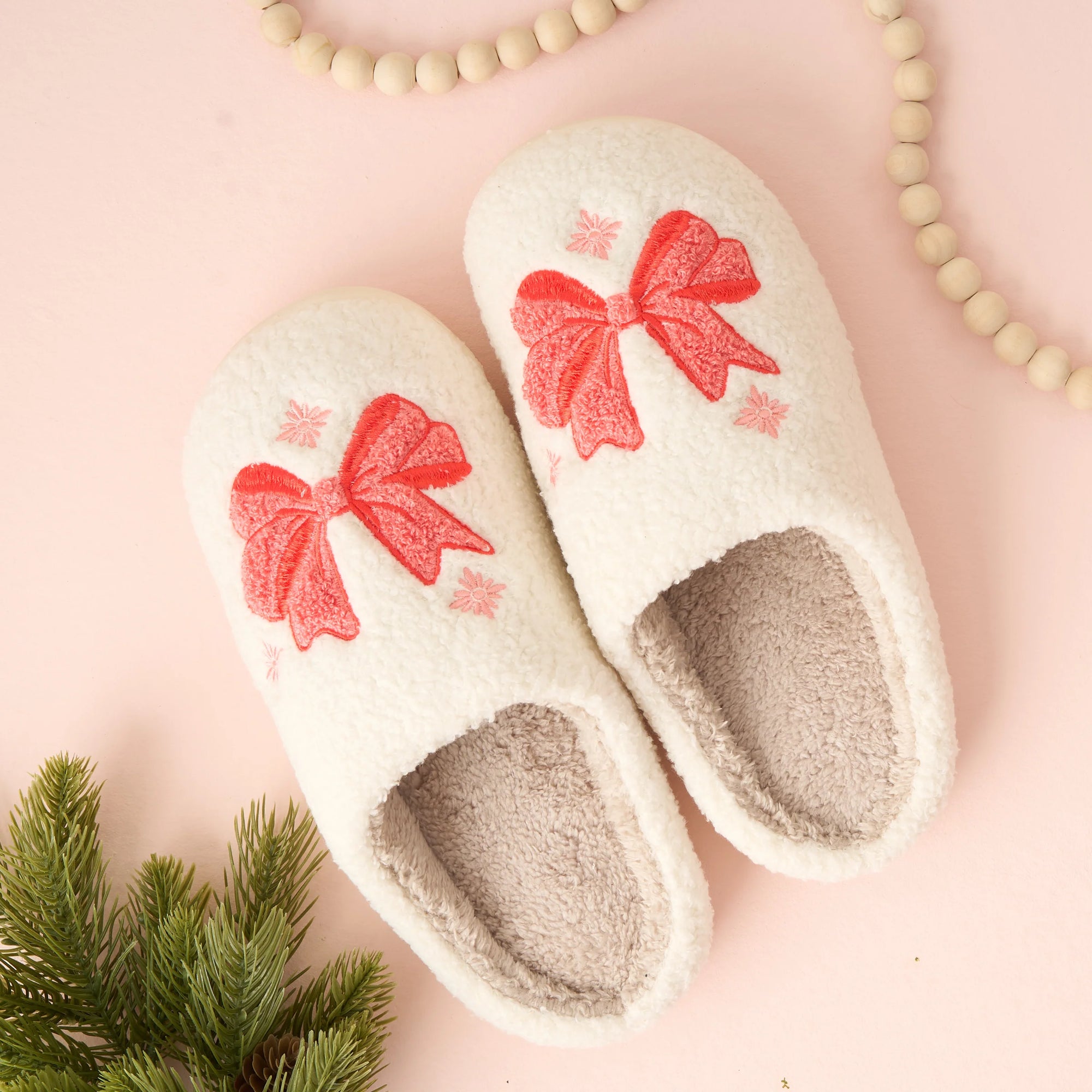 Fuzzy Bow Slippers