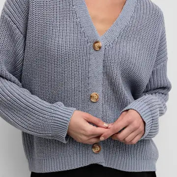 Fisherman Cardigan | Dusty Blue