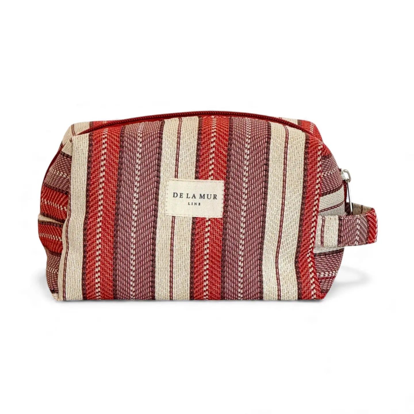 De La Mur Squared Makeup Pouch | Burgundy Stripe