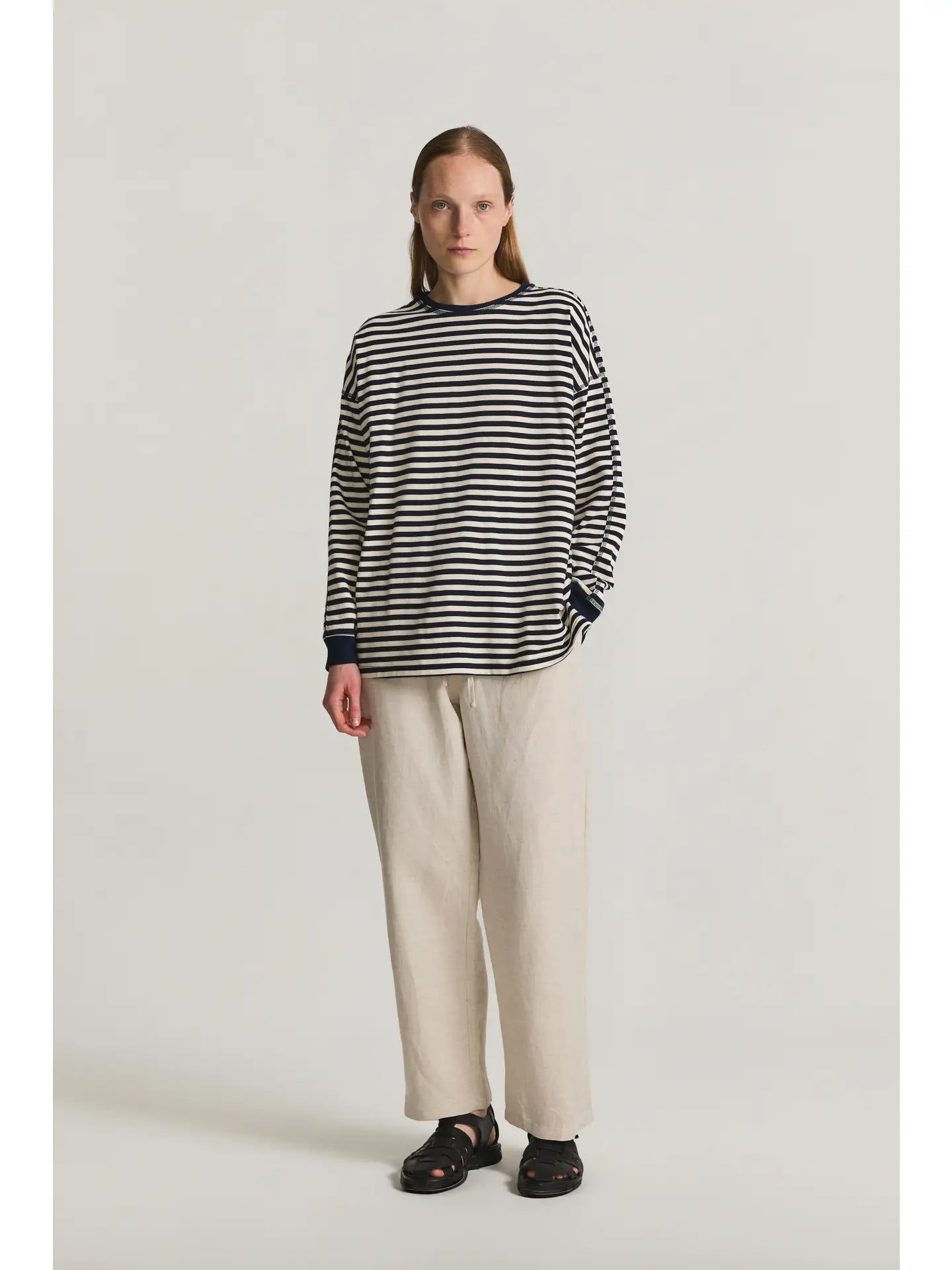 Striped Oversized Striped Top | Navy