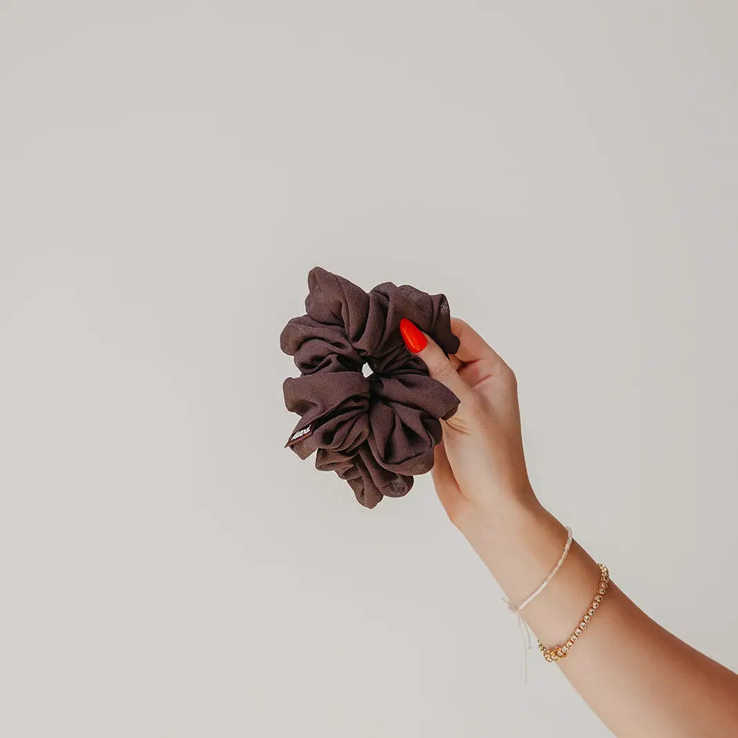 Oversized Chiffon Scrunchie | Dark Brown
