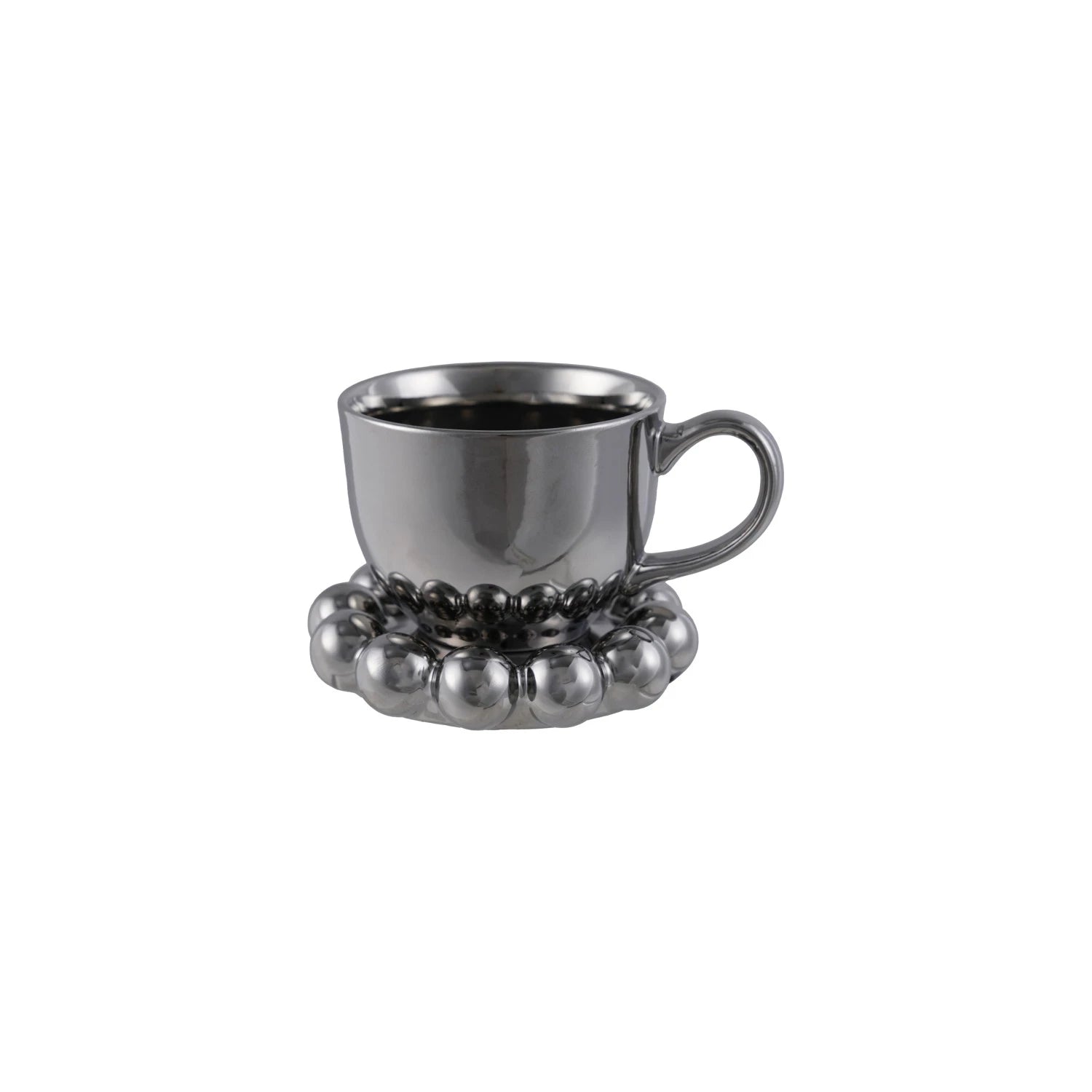 Chrome Stoneware Mug And Saucer 12 oz.
