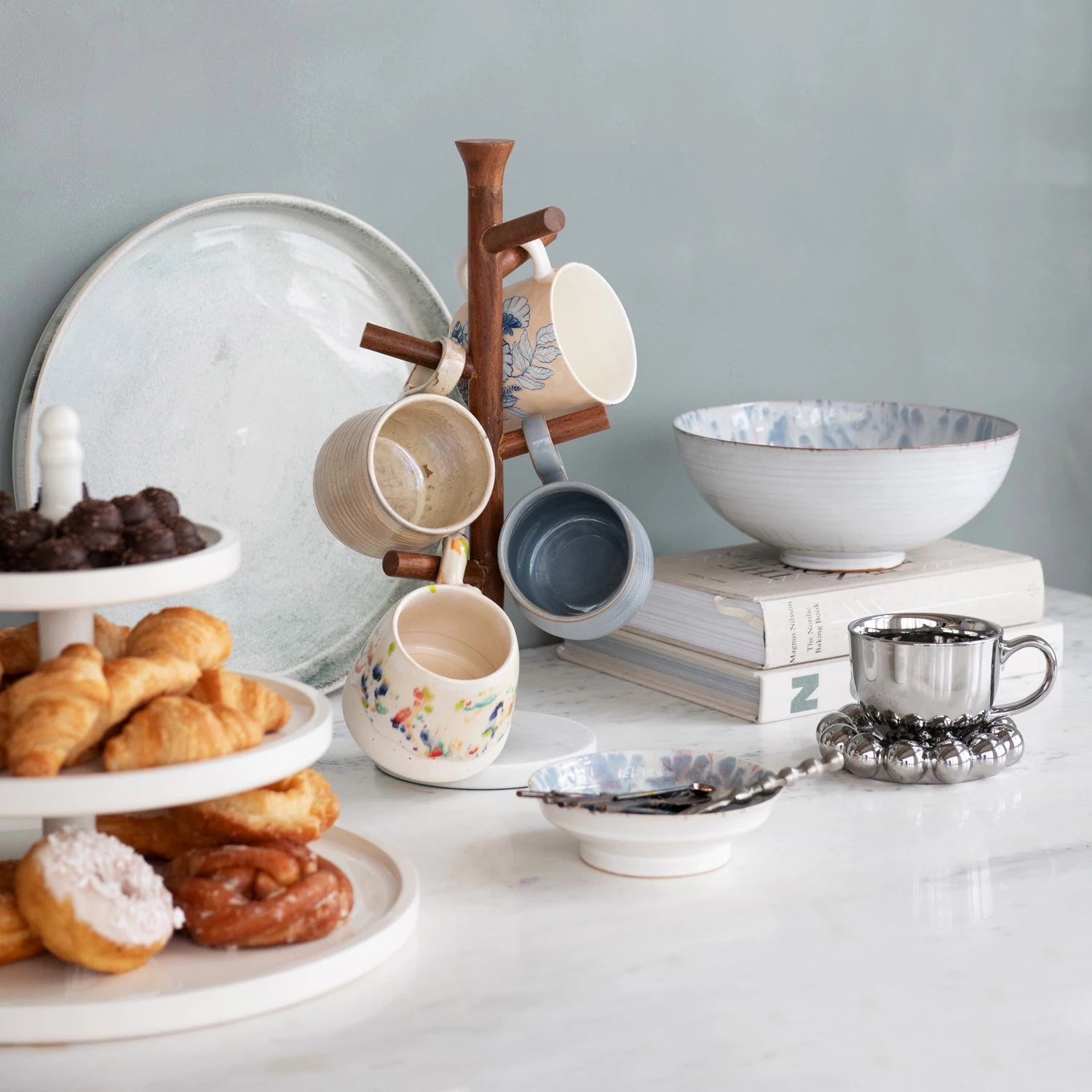 Chrome Stoneware Mug And Saucer 12 oz.