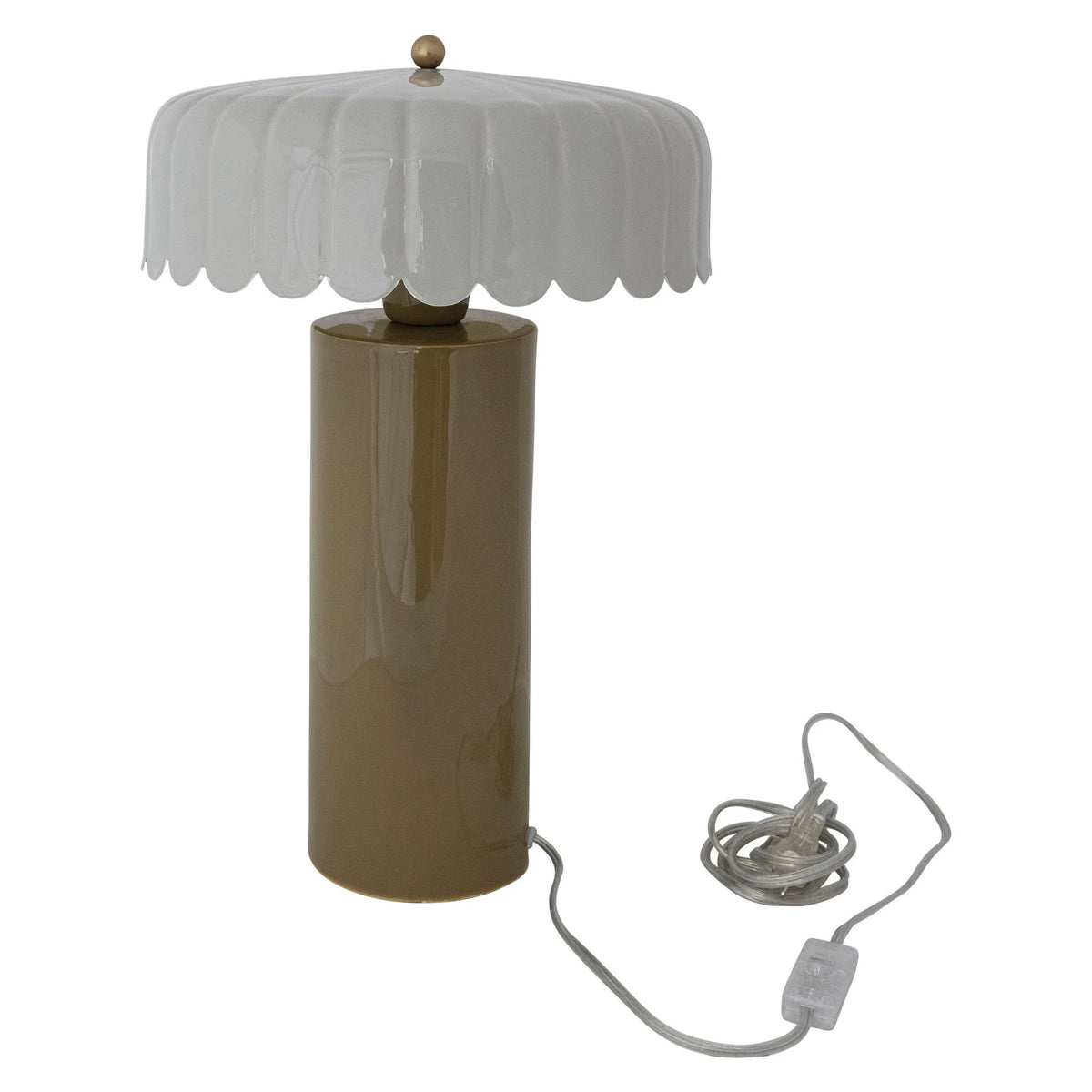 Enameled Metal Table Lamp With Lamp Shade