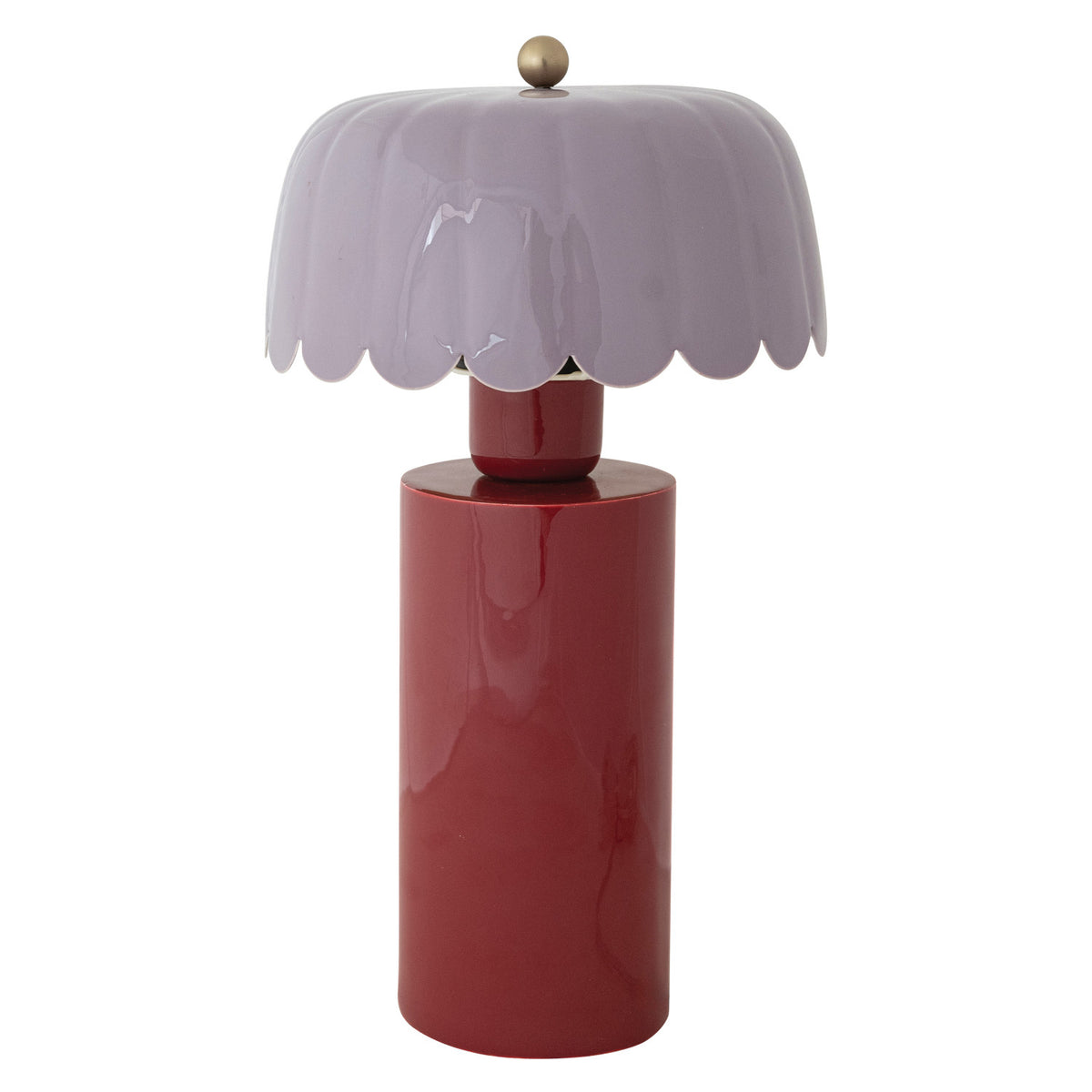 Enameled Scalloped Shade Table Lamp | Lavender + Red