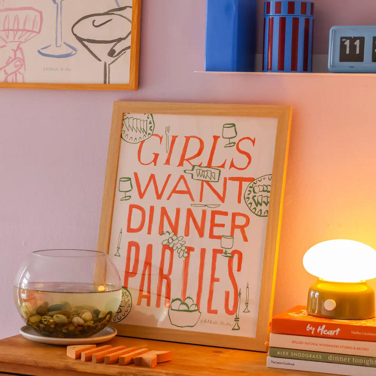 Red "Girls Want Dinner Parties" Art Print | 11x14