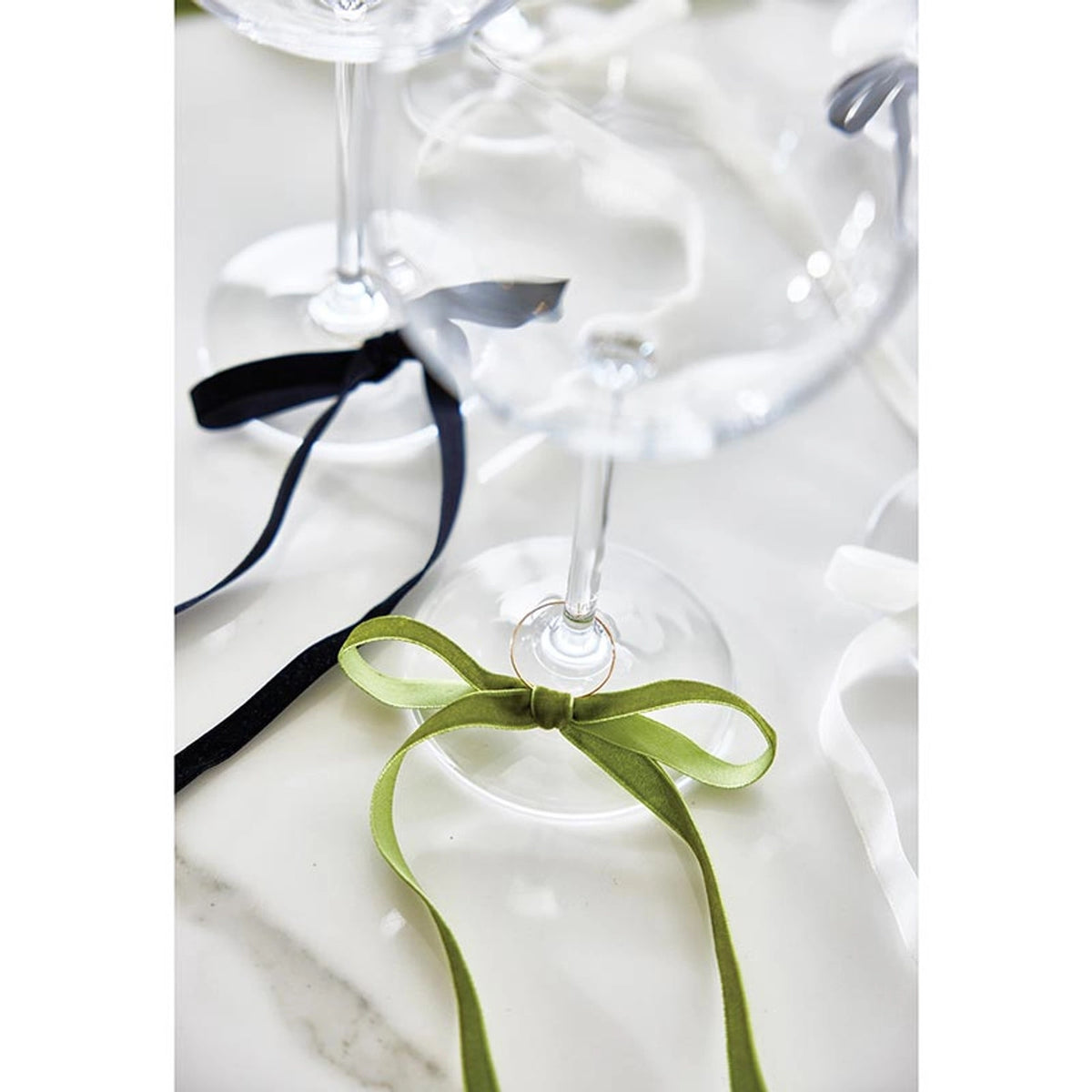 Velvet Bow Wine Charms Set Of 6  | Green