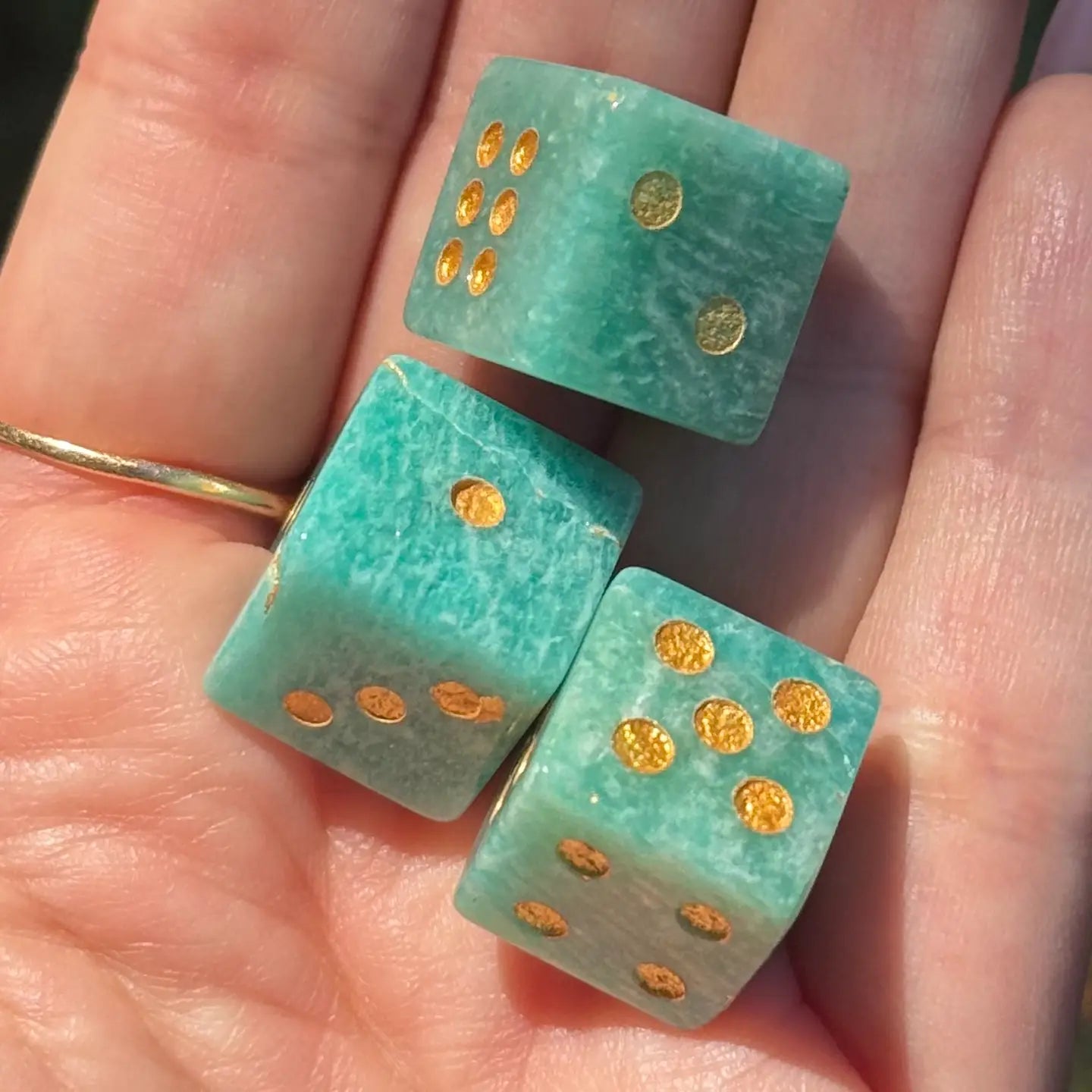 Amazonite Crystal Carved Dice | Mini Luck Stone Die