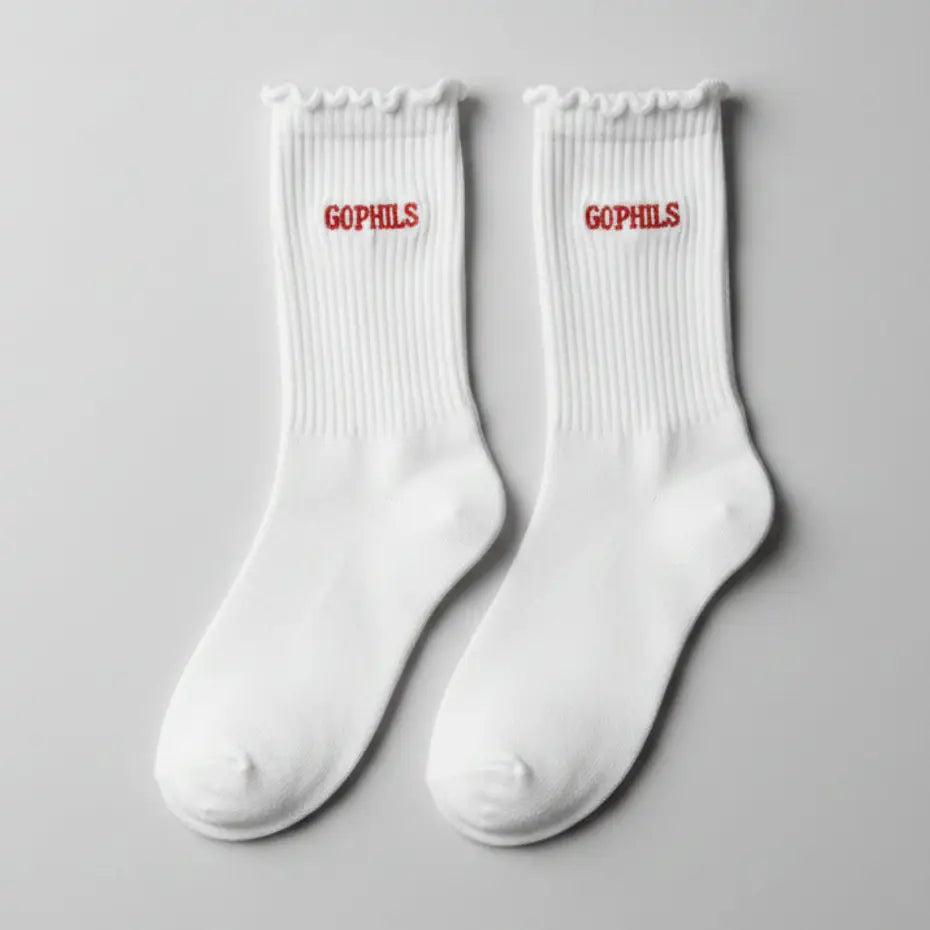 Go Phils Embroidered Ruffle Crew Socks