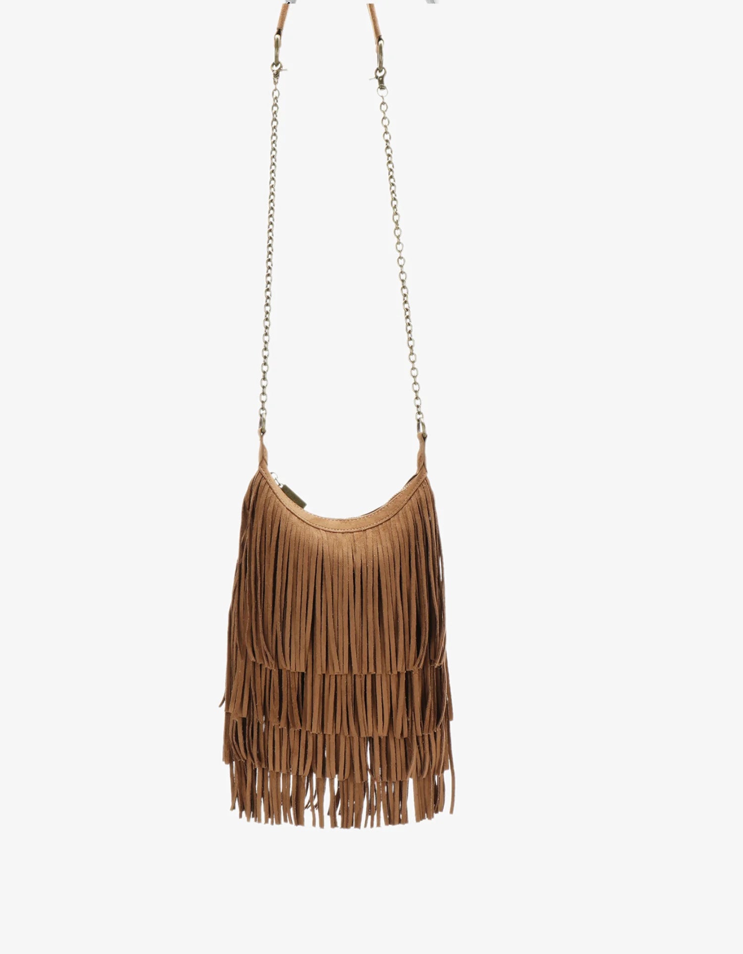 Remi + Reid Fringe Faux Suede Purse | Camel