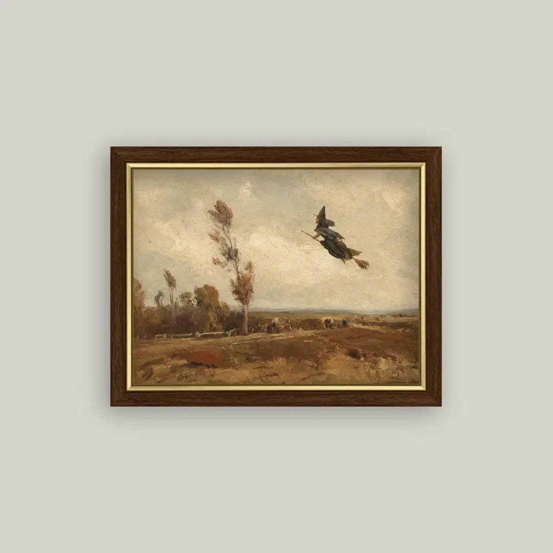 Witch Over An Autumn Sky Art Print | 9"x7"