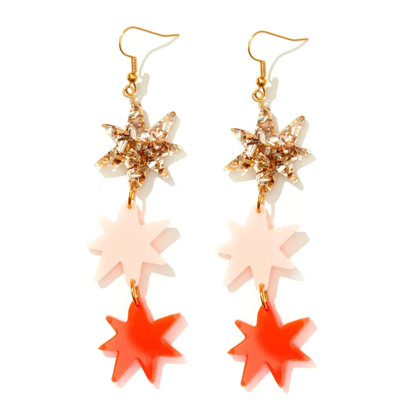 Rosie Earrings | Neon Red + Pale Pink