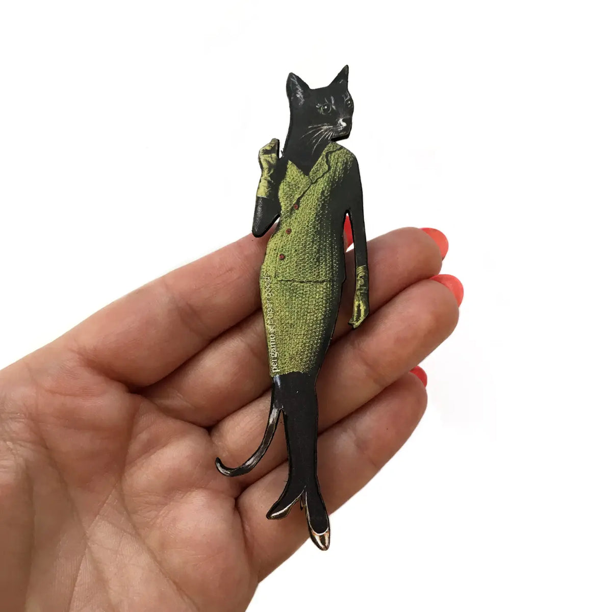Wooden Magnet | Retro Cat Lady