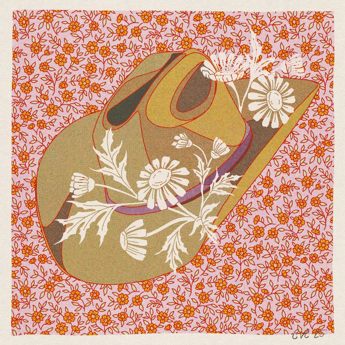Pink Cowboy Hat Art Print | 12x12
