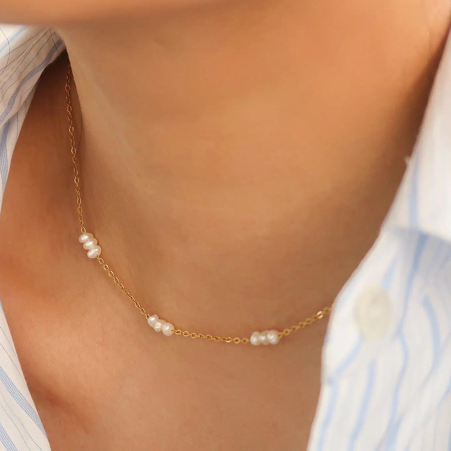 Dainty Gold Pearl Choker | Non-Tarnish