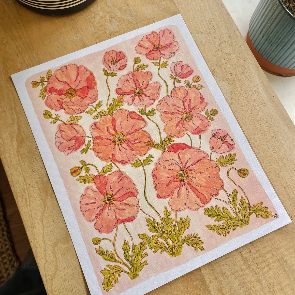 Kim Hoppe 11x14 Art Print | Pink Poppies