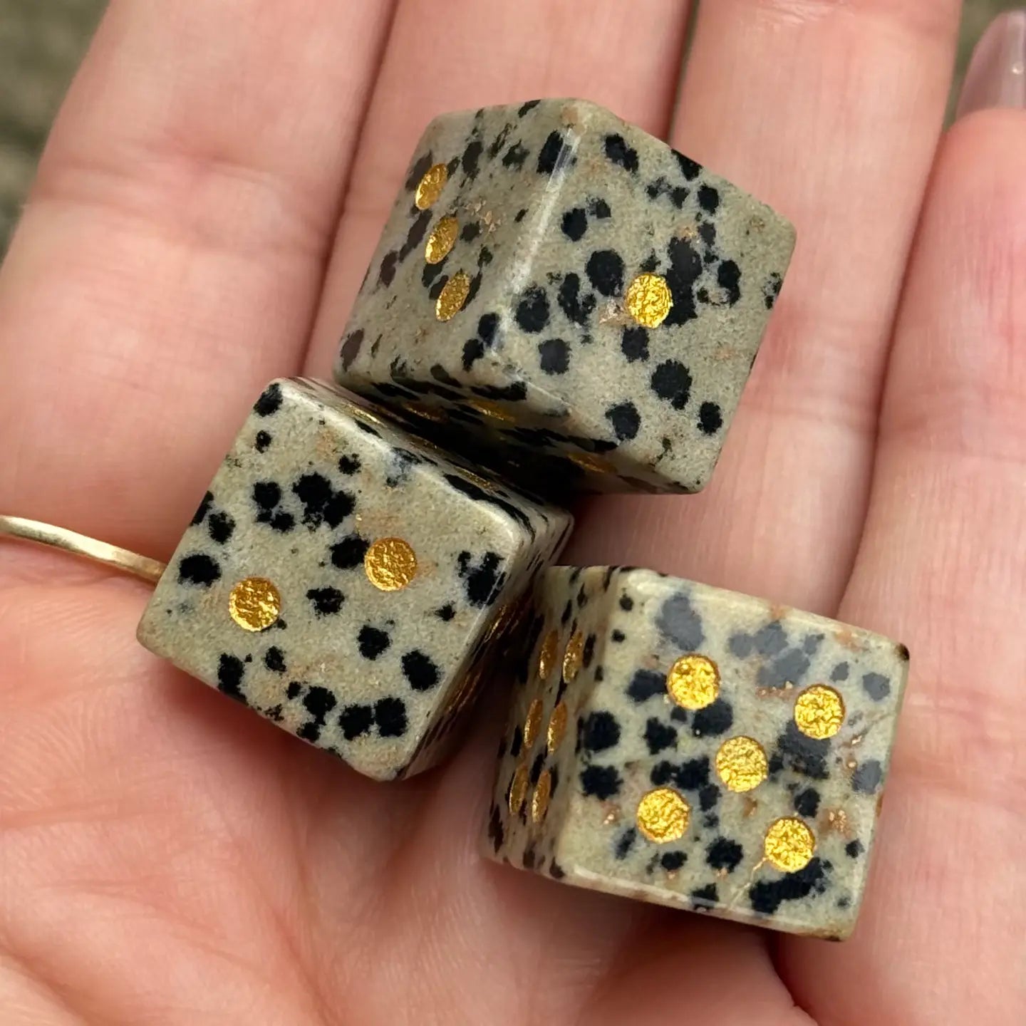 Dalmatian Jasper Carved Dice | Mini Spot Stone