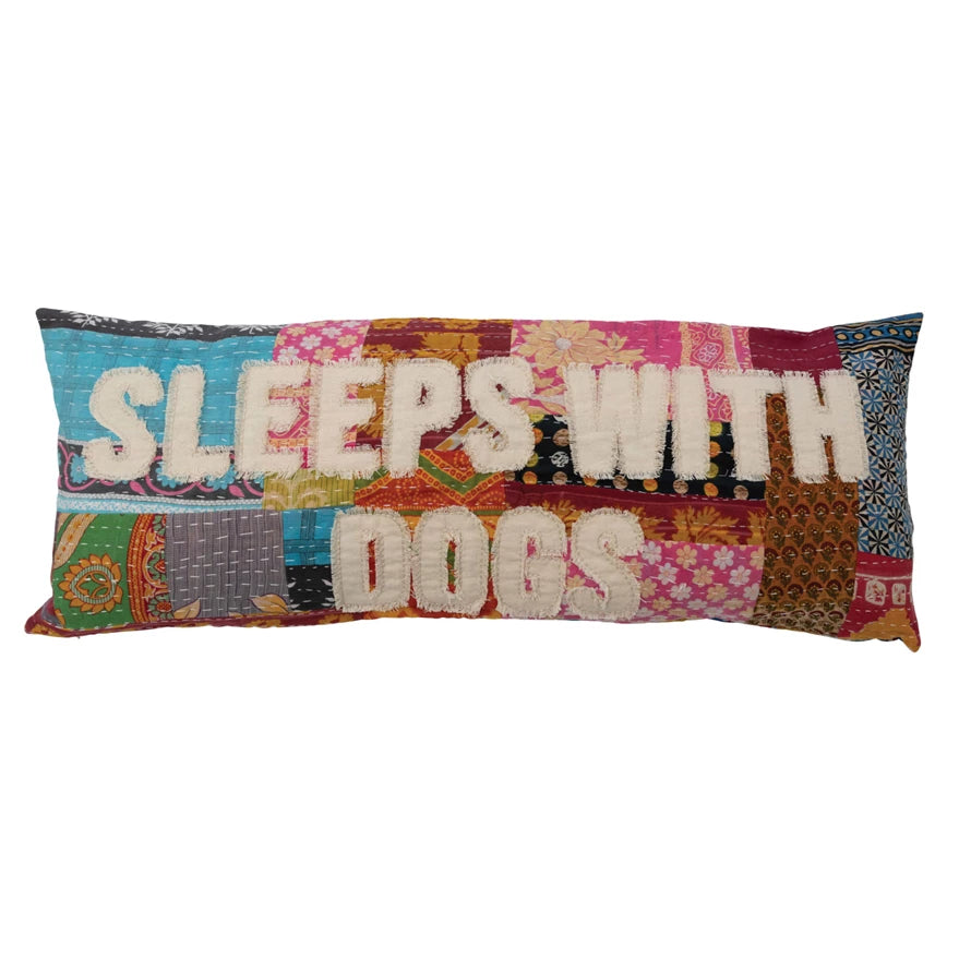 Sleeps with Dogs Throw Pillow