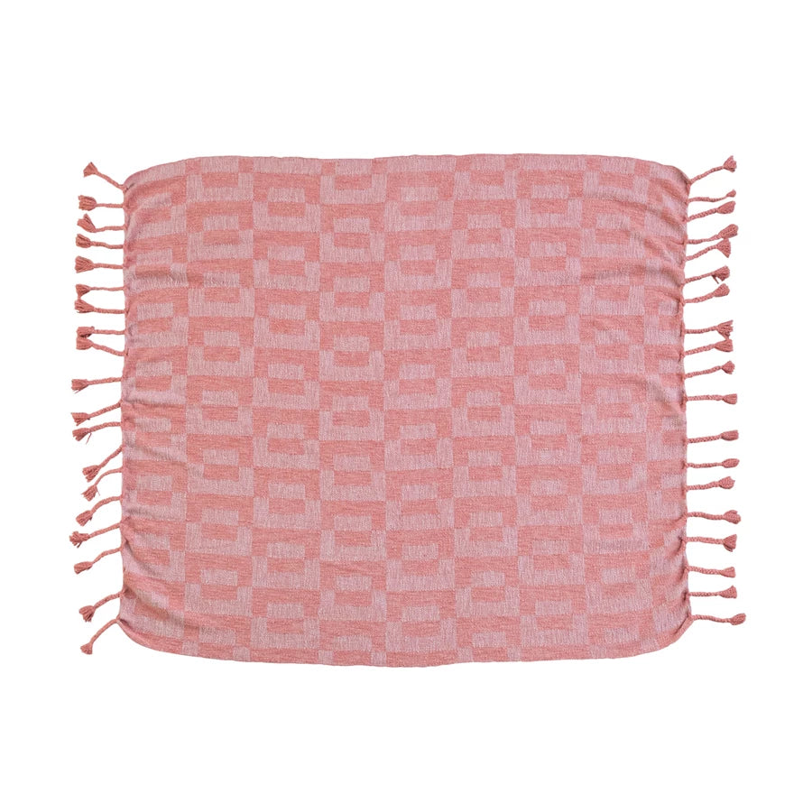 Woven Cotton Blend Throw | Pink