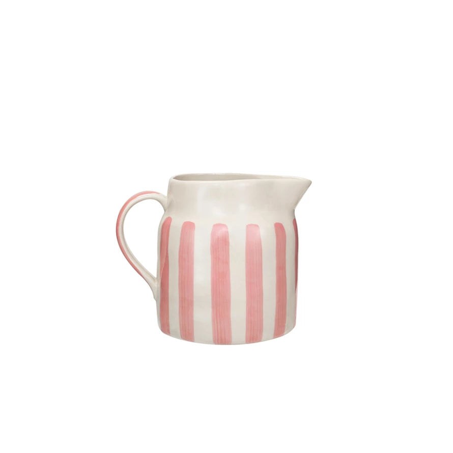 Hand-Painted Stoneware Pitcher | Striped