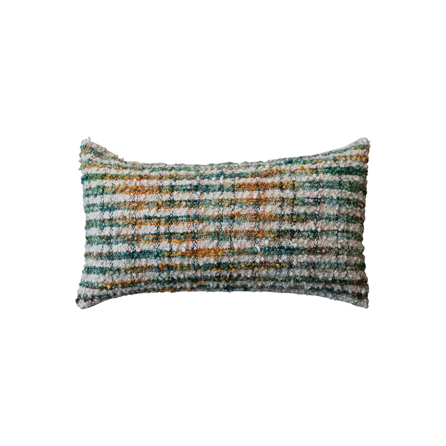 Woven Cotton Blend Bouclé Lumbar Pillow