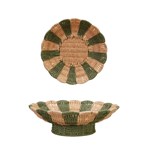 Decorative Woven Paper Rope Scalloped Footed Bowl with Stripes