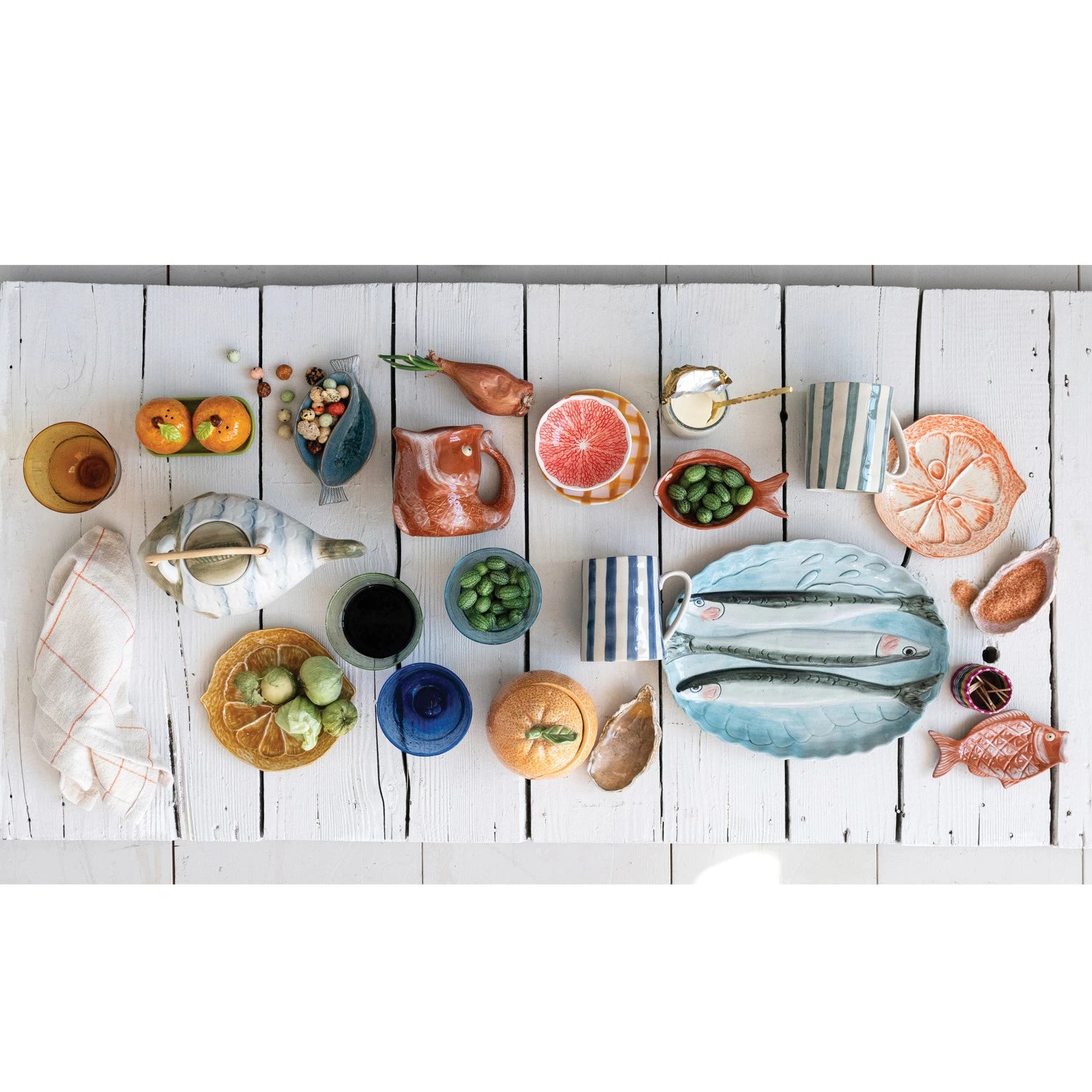 Oval Stoneware Scalloped Plate | Fish Dish