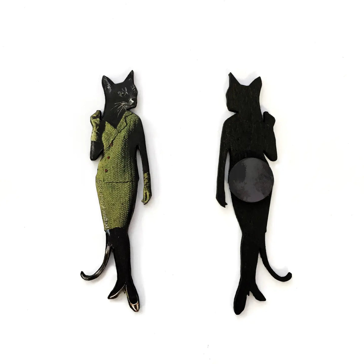 Wooden Magnet | Retro Cat Lady