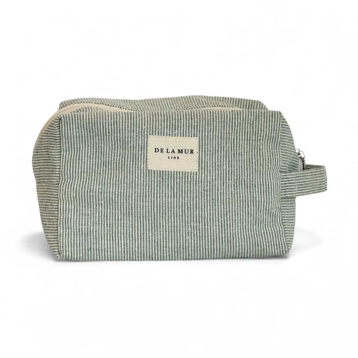 De La Mur Squared Makeup Pouch | Thin Green Stripe