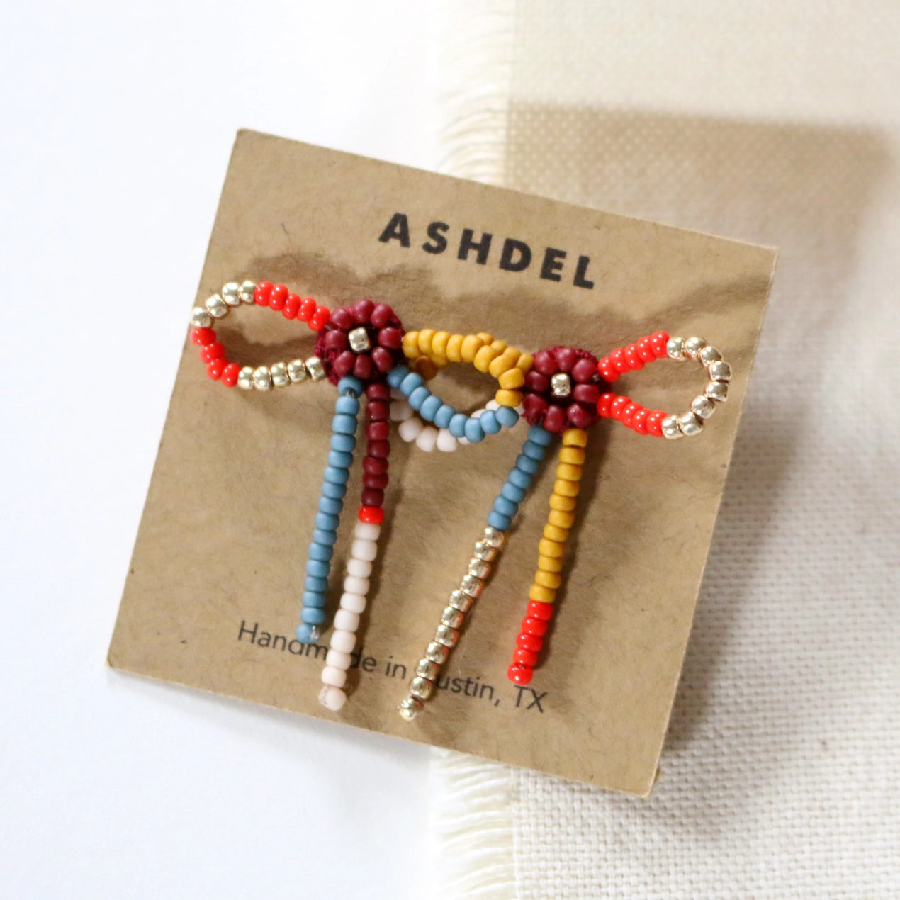 Ashdel Earrings | Vintage Beaded Bow Studs