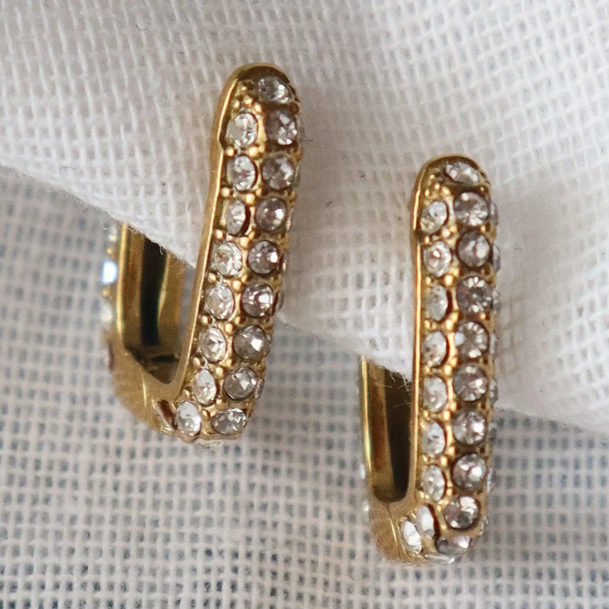 Rectangular Pave Huggies