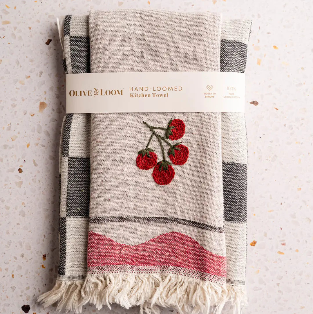 Hand-Stitched Kitchen Towel Set | Tomatoes