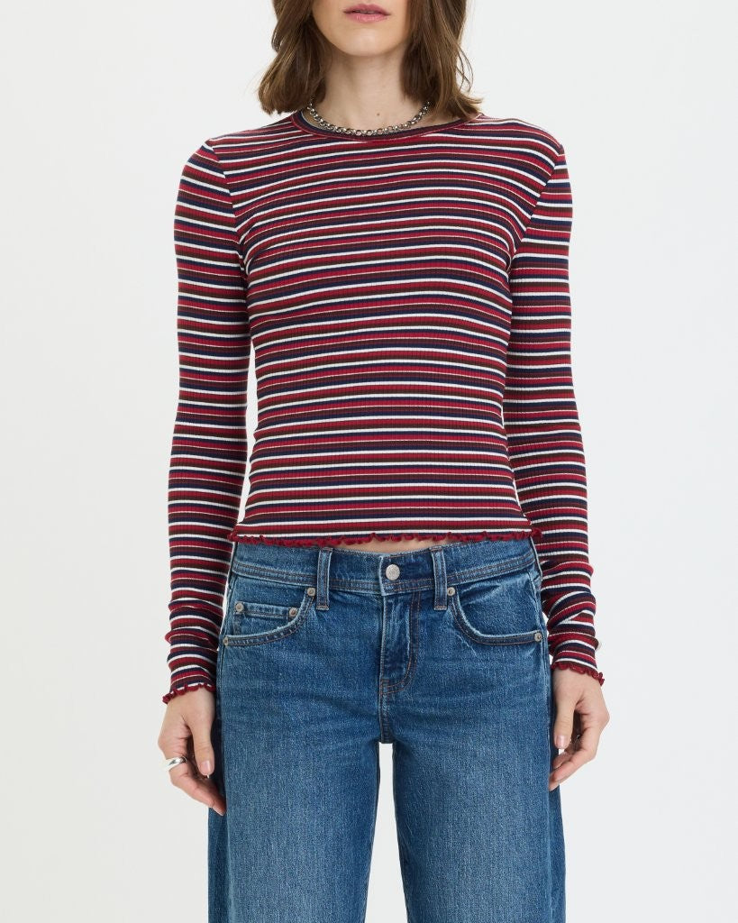 Daze Striped Long Sleeve | Burgundy